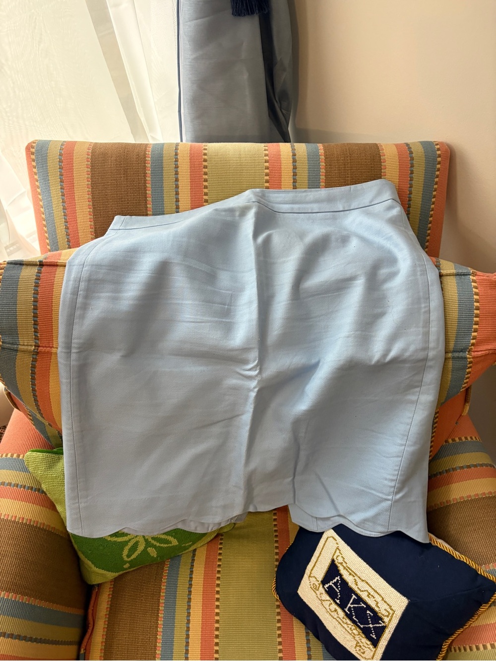 J. Crew Pale Blue Scallop-Hem pencil Skirt